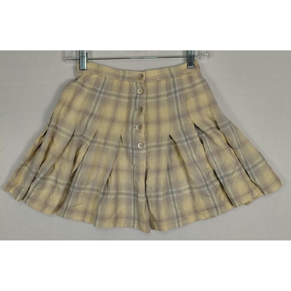 Pendleton Women's Sz 2 Yellow Plaid Pleated Short Skirt 100% Rayon Clueless READ - Picture 2 of 12